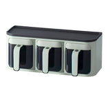 Cutie de Depozitare a Condimentelor, Vivimall, de Uz Casnic, Montare pe Perete, 3 Compartimente, 25.8 x 13.6 x 10.5cm, Verde-Negru - vivimall.ro