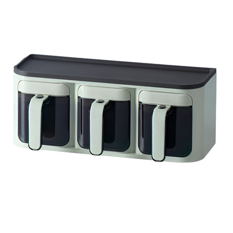 Cutie de Depozitare a Condimentelor, Vivimall, de Uz Casnic, Montare pe Perete, 3 Compartimente, 25.8 x 13.6 x 10.5cm, Verde-Negru - vivimall.ro