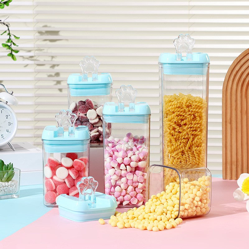 Cutie de Depozitare Alimente, Vivimall, 0.8L, Capac Albastru, din PP+PET, Inchidere Ermetica, 10 x 10 x 15.5 cm, Transparent - vivimall.ro