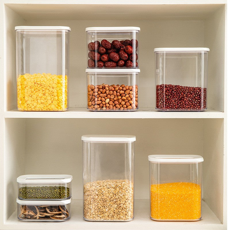 Cutie de Depozitare Alimente, Vivimall, 450 ml, Capac Alb, din ABS+Silicon, 14.5 x 9 x 6 cm, Transparent - vivimall.ro