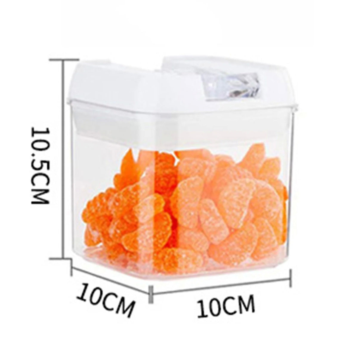 Cutie De Depozitare Alimente, Cutie De Depozitare Tip Container Pentru Bucatarie, Cu Capac, Inchidere Ermetica, Cutie Pentru Cereale, 10.5 X 10 X 10 Cm, Volum 0.5 L, Alb - vivimall.ro