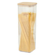 Cutie de Depozitare Alimente, Vivimall, Cutie de tip Container, Cutie pentru Cereale, din Plastic, Capac din Bambuc, 10 x 10 x 30 cm, Volum 1.9 l, Transparent - vivimall.ro