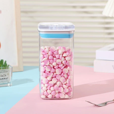 Cutie de Depozitare Alimente, Vivimall, Cutie de tip Container pentru Bucatarie, Cutie pentru Condimente, din PET ABS Silicon, 10 x 10 x 20.5 cm, 370 g, 1.2L Transparenta - vivimall.ro