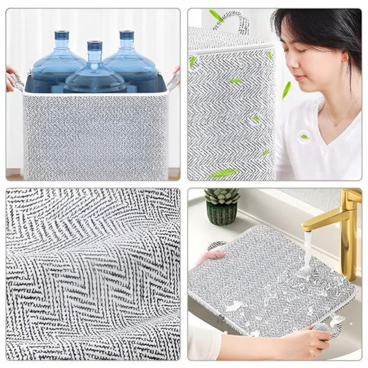 Cutie de Depozitare cu Fermoar, Vivimall, Pliabila, Maner Ranforsat, Fermoar Rezistent, pentru Haine, Paturi, Plapumi, Perne, Lenjerii de Pat, Jucarii, 61x50x71 cm, 210 Litri, Gri - vivimall.ro