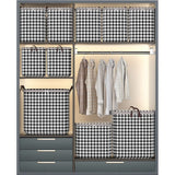 Cutie de Depozitare cu Fermoar, Flippy, Pliabila, Maner Ranforsat, Fermoar Rezistent, pentru Haine, Paturi, Plapumi, Perne, Lenjerii de Pat, Jucarii, 80 Litri, in Carouri, Alb-Negru