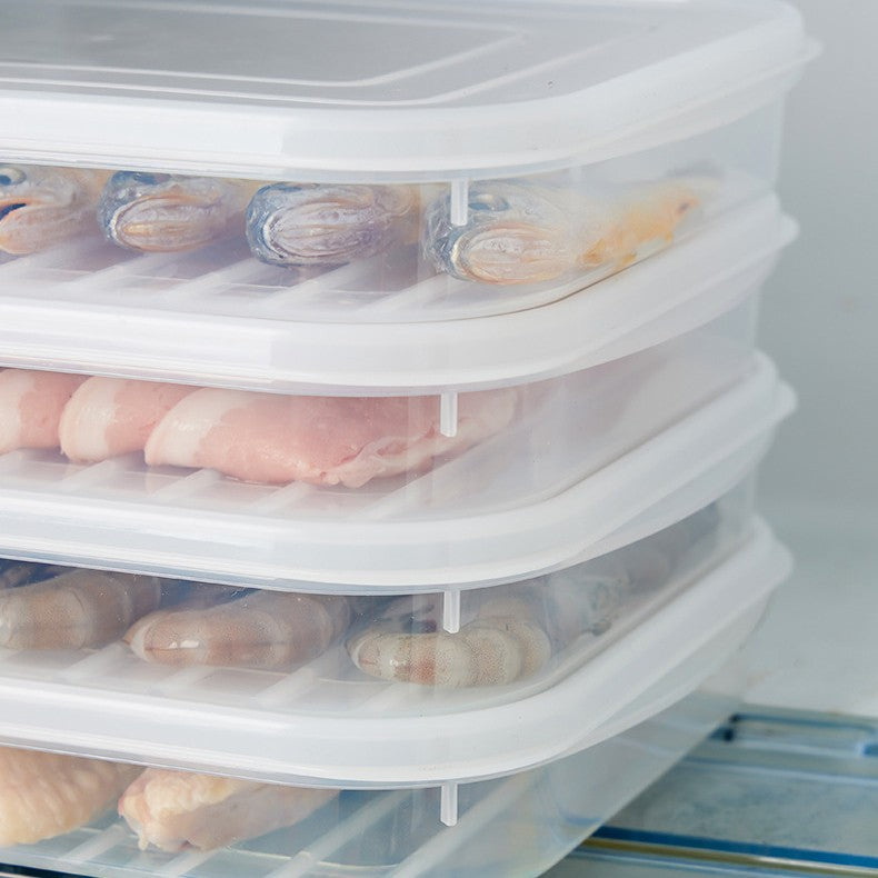 Cutie de depozitare de uz casnic, Vivimall, Caserola pentru Frigider, Rezistenta la umiditate, Rezervor Sigilat pentru Depozitare Alimentara, 24.5 x 18.5 x 3.5cm, Alb Transparent - vivimall.ro