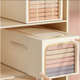 Cutie de Depozitare, Vivimall, 31L, din In si Bumbac, Pliabila, Cadru din Otel, 45 x 30 x 23 cm, Kaki - vivimall.ro