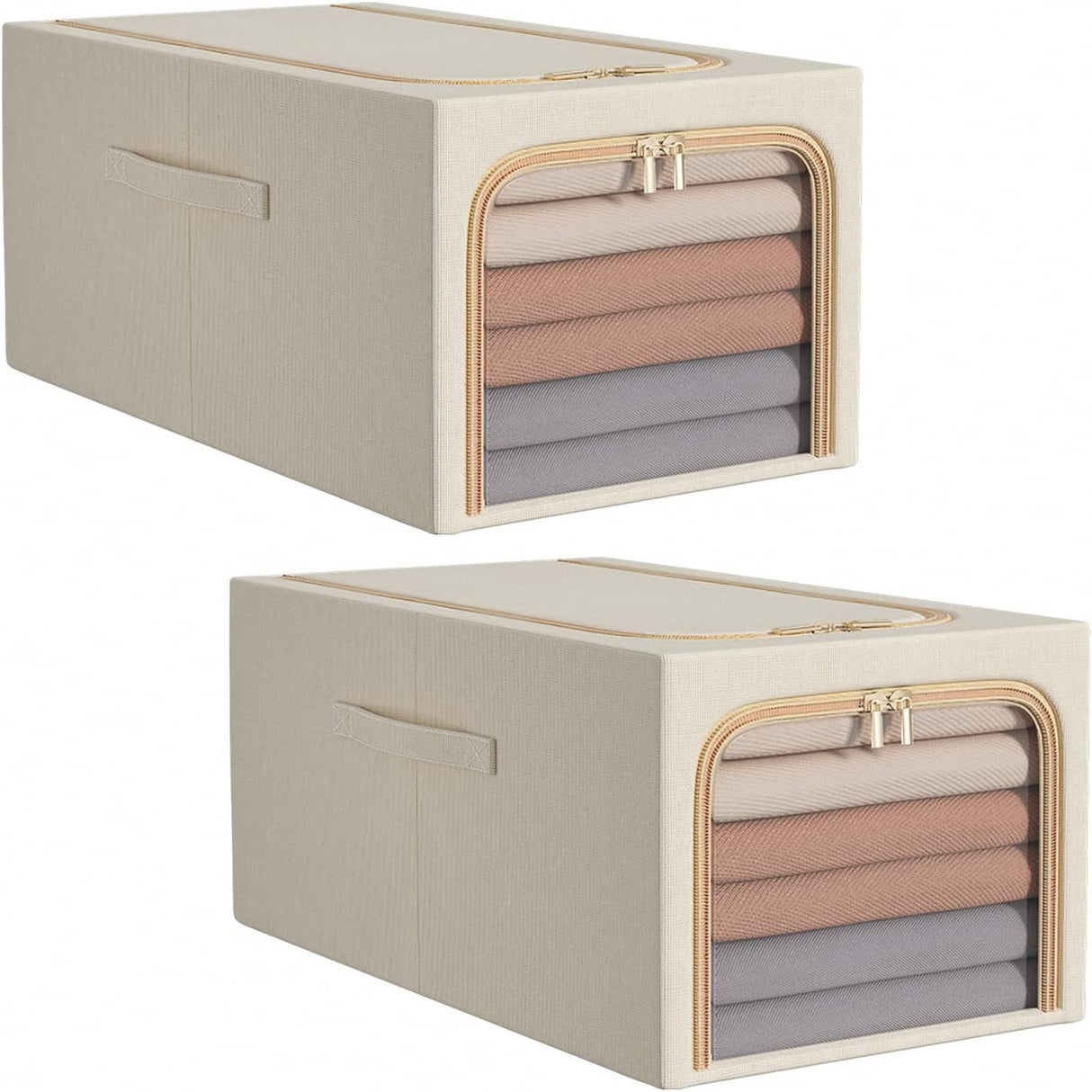 Cutie de Depozitare, Vivimall, 49L, din In si Bumbac, Pliabila, Cadru din Otel, 47 x 35 x 30 cm, Kaki - vivimall.ro