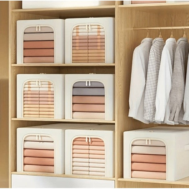 Cutie de Depozitare, Vivimall, 49L, din In si Bumbac, Pliabila, Cadru din Otel, 47 x 35 x 30 cm, Kaki - vivimall.ro