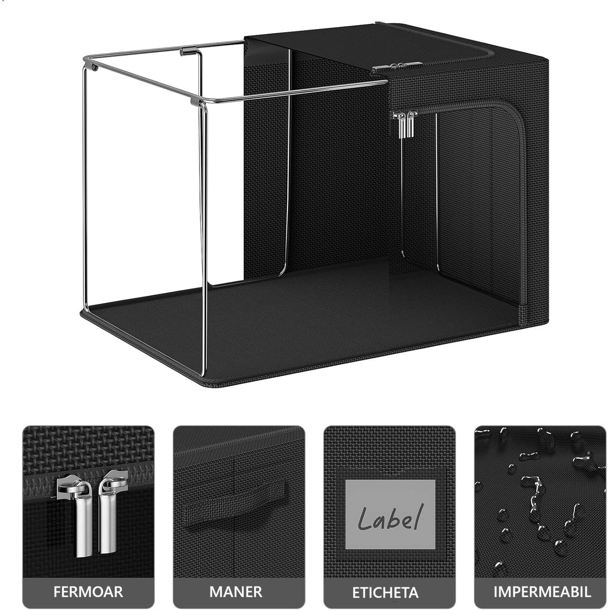 Cutie De Depozitare, Cu 3 Ferestre Cu Fermoar Bidirectional, Cadru Din Otel, Impermeabil, 38L