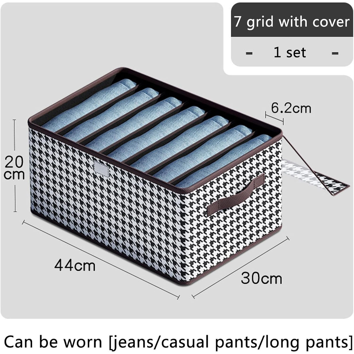 Cutie De Depozitare, Vivimall, Pentru Haine, Lenjerie, Sosete Si Sutiene, Material Textil, 7 Compartimente, 44x30x20 cm, Culoare Alb-Negru - vivimall.ro