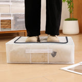 Cutie de Depozitare, Vivimall, pentru Pantofi Haine, din Plasa PVC Impermeabila si Manere Laterale, Pliabila, Fermoar Bidirectional, 50 x 40 x 15 cm, Transparenta - vivimall.ro