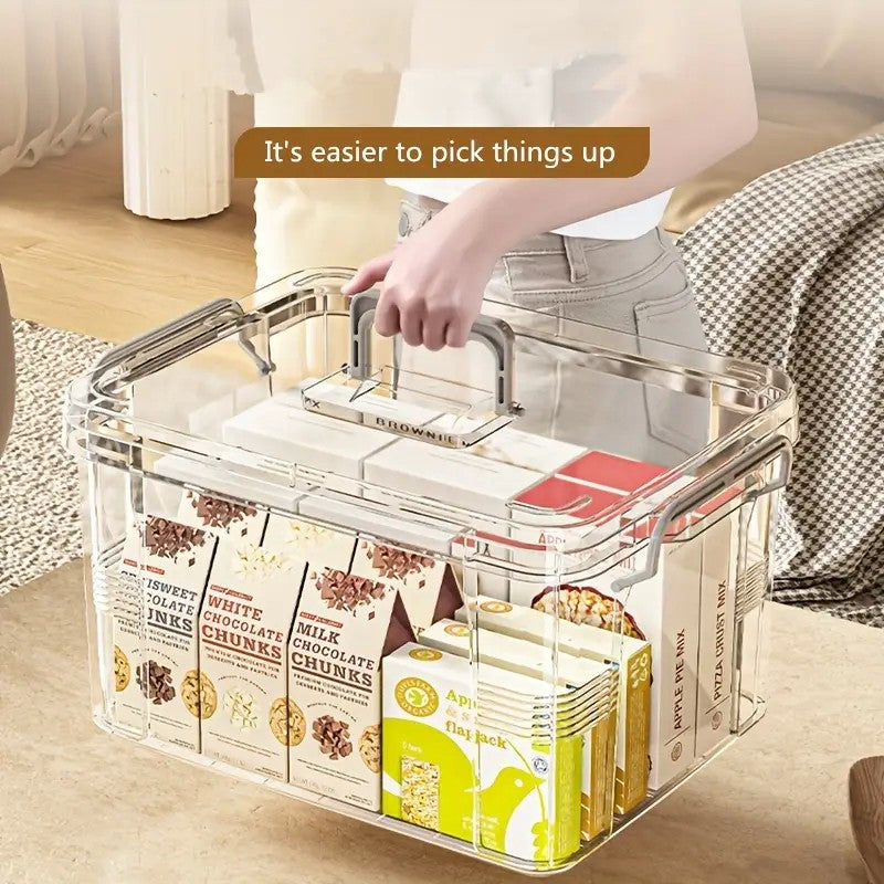 Cutie De Depozitare, Vivimall, Tip Valiza, pentru Alimente, Jucarii, Accesorii, Transparent-Gri, Marime L, 38.5x27.5x22 cm - vivimall.ro