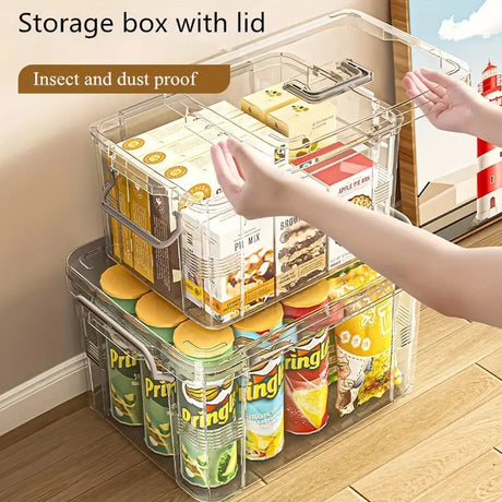 Cutie De Depozitare, Vivimall, Tip Valiza, pentru Alimente, Jucarii, Accesorii, Transparent-Gri, Marime S, 24x17x13.5 cm - vivimall.ro