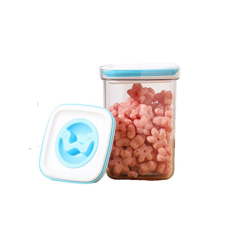Cutie de Depozitare pentru Bucatarie, Vivimall, 1.3L, din ABS+PET+Silicon, Capac Alb/Albastru, 11.5 x 15 x 8 cm, Transparent - vivimall.ro
