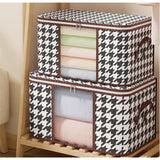 Cutie de Depozitare Pliabila, Vivimall, 60x40x30 cm, 75 L, Fereastra Frontala, cu Fermoar Bidirectional, Suport Baza Stabil, Imprimeu in Carouri, Alb/Negru - vivimall.ro