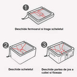 Cutie de Depozitare Pliabila, Vivimall, Cu Fermoar, 100 L, Textil, 60x42x40 cm, Albastru Marin, Cadru Metalic, Suport Baza Stabil din Plastic, Imprimeu buline - vivimall.ro