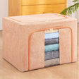 Cutie de depozitare pliabila, Vivimall, Cu fermoar, 66 L, Textil, 50x40x33 cm, Cadru Metalic, Suport Baza Stabil din Plastic, Roz pudrat, model 2 - vivimall.ro