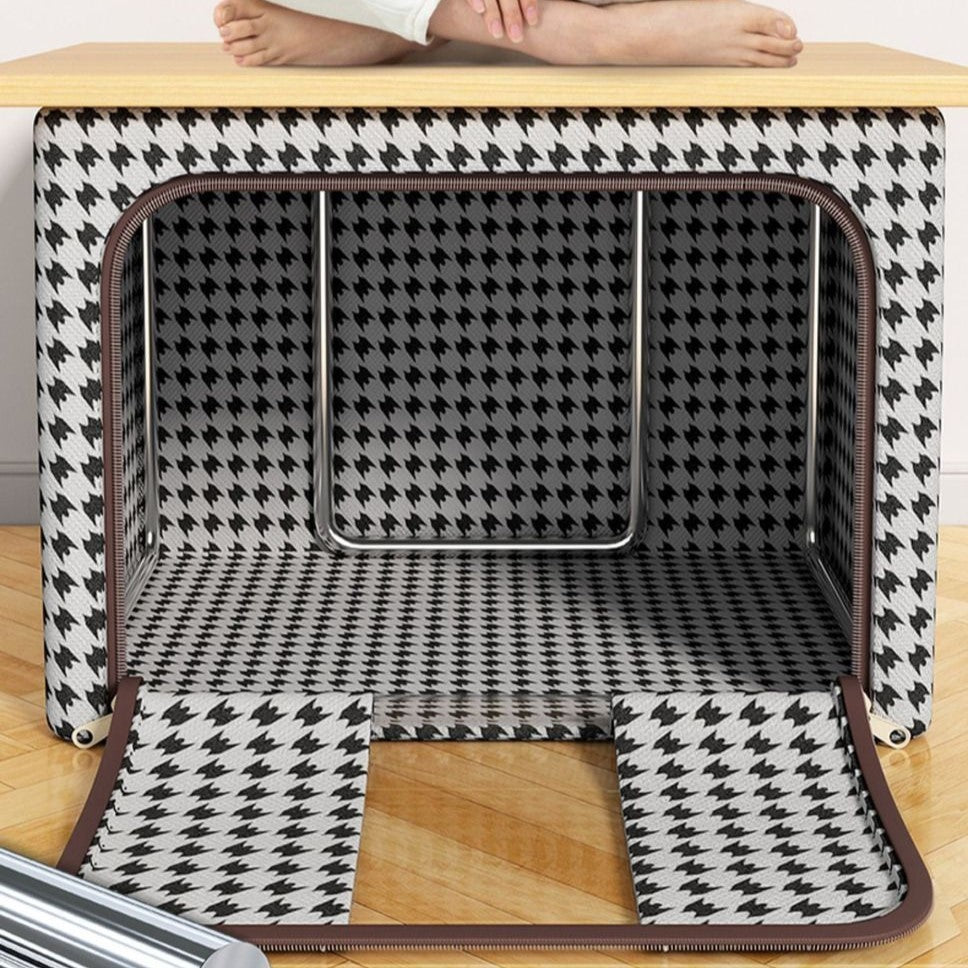 Cutie de Depozitare Pliabila, Vivimall, Cu fermoar, 66 L, Textile, 50x40x33 cm, Design Zebra - vivimall.ro