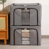 Cutie de Depozitare Pliabila, Vivimall, Cu fermoar Bidirectional, 100 L, Textil, 60x42x40 cm, Cadru Metalic, o Fereastra, Suport Baza Stabil din Plastic, Design Zebra, Alb Negru - vivimall.ro