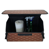 Cutie de Depozitare Auto, Flippy, Organizator Premium Portbagaj, Geanta Multifunctionala  din Piele Ecologica, 2 Compartimente Depozitare, Pliabil, Rezistent la Uzura, Maro Inchis, 55 x 30 x 30cm - vivimall.ro