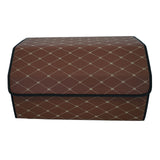 Cutie de Depozitare Auto, Flippy, Organizator Premium Portbagaj, Geanta Multifunctionala  din Piele Ecologica, 2 Compartimente Depozitare, Pliabil, Rezistent la Uzura, Maro Inchis, 55 x 30 x 30cm - vivimall.ro