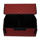 Detaliu cusături și textură piele ecologică PU cutie Flippy bordo 55x30x30 cm
