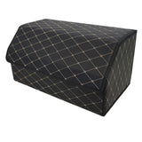 Cutie de Depozitare Auto, Flippy, Organizator Premium Portbagaj, Geanta Multifunctionala, Piele Ecologica, Pliabil  si Rezistent la Uzura, 2 Compartimente Depozitare, Pliabil  si Rezistent la Uzura, Negru/Alb, 55 x 30 x 30cm - vivimall.ro