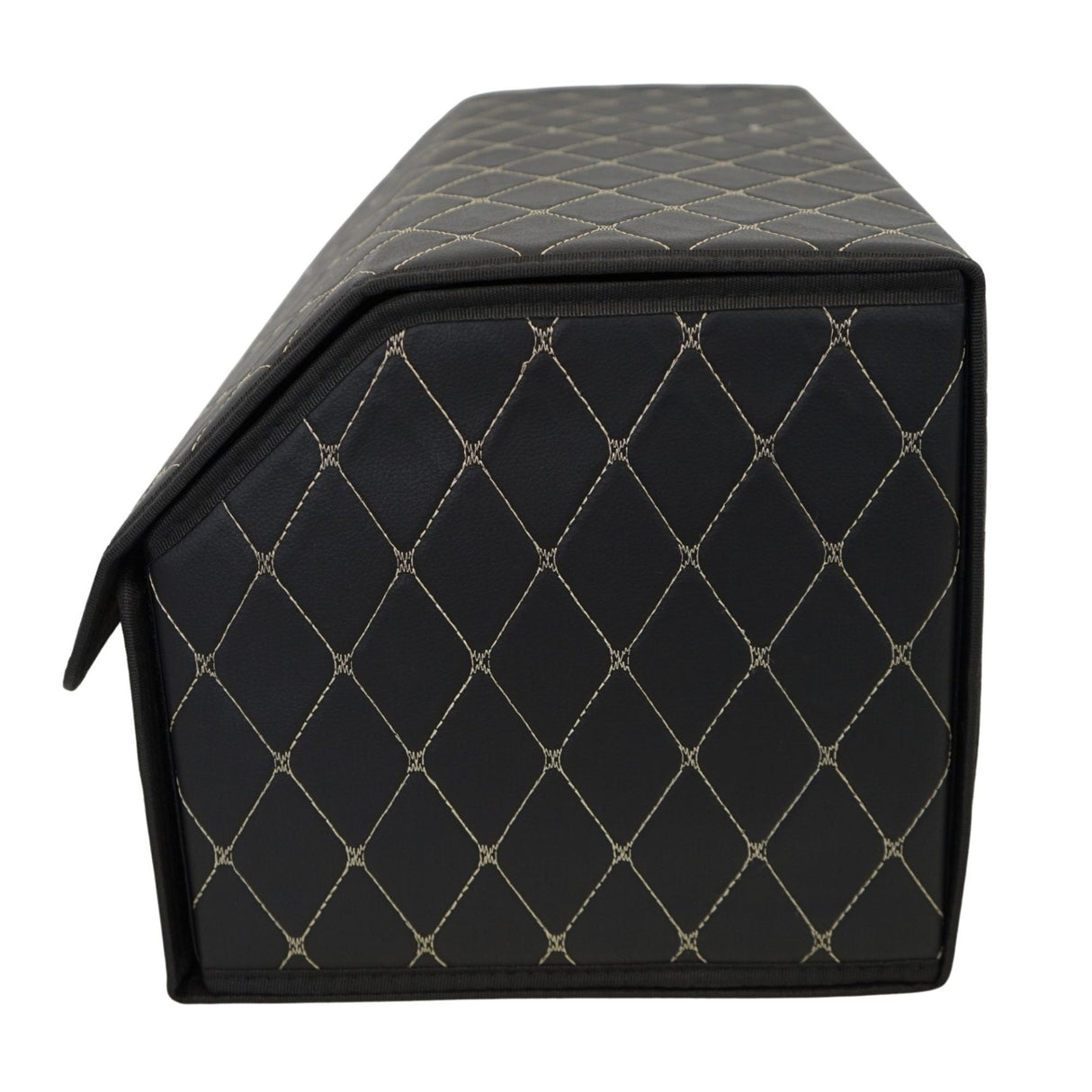 Cutie de Depozitare Auto, Flippy, Organizator Premium Portbagaj, Geanta Multifunctionala, Piele Ecologica, Pliabil  si Rezistent la Uzura, 2 Compartimente Depozitare, Pliabil  si Rezistent la Uzura, Negru/Alb, 55 x 30 x 30cm - vivimall.ro