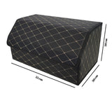 Cutie de Depozitare Auto, Flippy, Organizator Premium Portbagaj, Geanta Multifunctionala, Piele Ecologica, Pliabil  si Rezistent la Uzura, 2 Compartimente Depozitare, Pliabil  si Rezistent la Uzura, Negru/Alb, 55 x 30 x 30cm - vivimall.ro