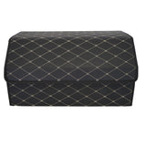 Cutie de Depozitare Auto, Flippy, Organizator Premium Portbagaj, Geanta Multifunctionala, Piele Ecologica, Pliabil  si Rezistent la Uzura, 2 Compartimente Depozitare, Pliabil  si Rezistent la Uzura, Negru/Alb, 55 x 30 x 30cm - vivimall.ro