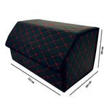 Cutie de Depozitare Auto, Flippy, Organizator Premium Portbagaj, Geanta Multifunctionala, Piele Ecologica, 2 Compartimente Depozitare, Pliabil  si Rezistent la Uzura, Negru/Rosu, 55 x 30 x 30cm - vivimall.ro