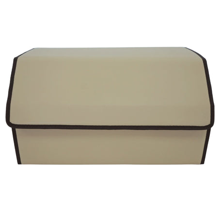 Cutie de Depozitare Auto, Flippy, Organizator Premium Portbagaj, Geanta Multifunctionala  din Piele Ecologica, 2 Compartimente Depozitare, Pliabil  si Rezistent la Uzura, Bej, 55 x 30 x 30cm - vivimall.ro