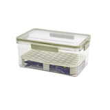 Cutie de Depozitare Portabila, Vivimall, cu Separator pentru Gheata si Scurgere, Mentine Rece, Caserola Pranz, 25x16.5x11.5 cm, Verde/Transparent - vivimall.ro