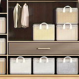 Cutie de Depozitare Tip Cos, Vivimall, Material Textil Transparent, Pliabila, 47x28x20 cm, 35 l, Cadru Metalic, cu Manere, Alb - vivimall.ro