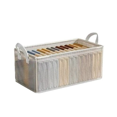 Cutie De Depozitare Tip Cos, Material Textil, Pliabila, 35 L, Cadru Metalic, Cu Manere, Alb