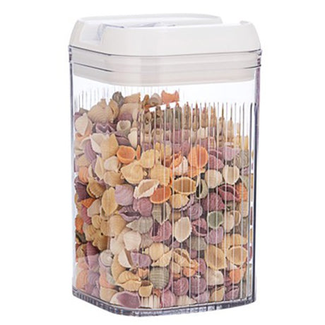 Cutie de Depozitare Alimente, Vivimall, Cutie pentru Bucatarie, Cutie pentru Condimente, din PET ABS Silicon, 12.5 x 12.5 x 21.5 cm, 534 g, 2L, Transparent alb - vivimall.ro