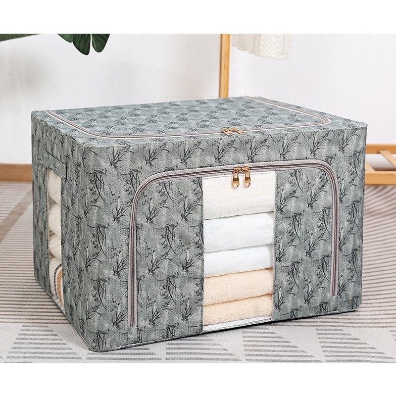 Tárolódoboz, 66 literes, textil anyagból, ruhákhoz és alsóneműhöz, bambusz modell