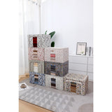 Cutie Depozitare, Vivimall, 66L, din Material Textil, 50 x 40 x 33 cm, pentru Haine si Lenjerii, Model Fluturasi, Gri/Auriu - vivimall.ro