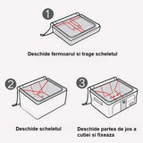 Cutie Depozitare, Vivimall, 66L, din Material Textil, 50 x 40 x 33 cm, pentru Haine si Lenjerii, Model Fluturasi, Gri/Auriu - vivimall.ro