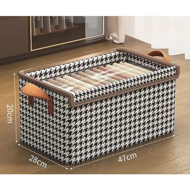 Cutie Depozitare, Vivimall, Capac Transparent, Model In Carouri, Model Mediu, Maro - vivimall.ro