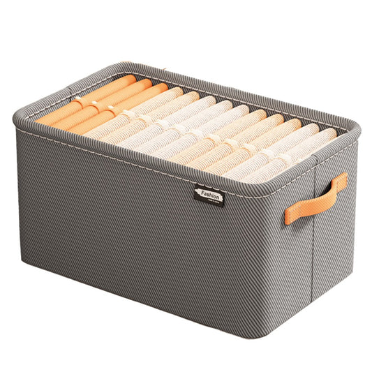 Cutie Depozitare Vivimall, pentru Haine, lucruri, din Textil cu Cadru Metalic, Manere Laterale, forma Dreptunghiulara, 42 x 28 x 25 cm, volum 29 L, Gri - vivimall.ro