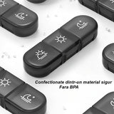 Cutie Depozitare Medicamente, Vivimall, 7 Zile, 21 Compartimente, Cutie Suport, Recipiente Detasabile, Portabila, Compartimente Negre, Cutie Transparenta, 15.6x12 cm - vivimall.ro