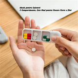 Cutie Depozitare Medicamente, Vivimall, Portabila, 3 Compartimente, Tip Breloc, Plastic, Glisanta, Gri, 10.7x3.6x1.6 cm - vivimall.ro