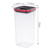 Cutie de Depozitare Alimente, Vivimall, Cutie de tip Container, Recipient pentru Cereale in Bucatarie, 11.5 x 11.5 x 23 cm, volum 2000 ml, Transparenta cu Capac Negru - vivimall.ro
