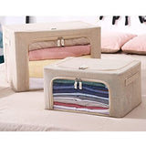 Cutie de depozitare pliabila, Vivimall, Cu fermoar, 66 L, Textil, 50x40x33 cm, Cadru Metalic, Suport Baza Stabil din Plastic, Crem - vivimall.ro