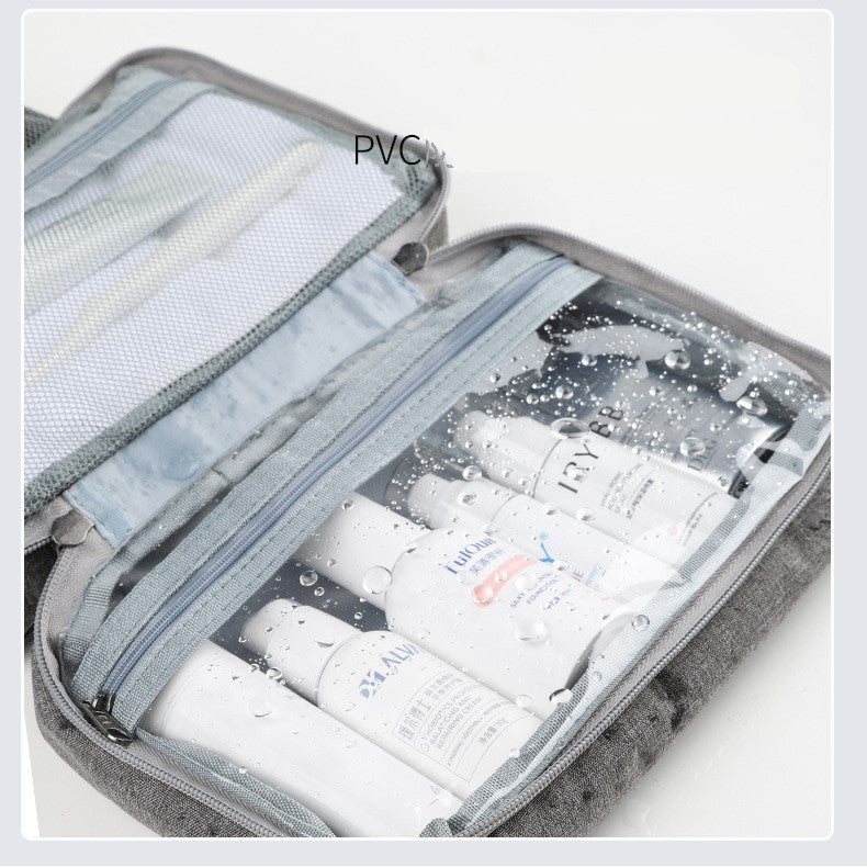 Geanta cosmetice voiaj, Vivimall, material textil, impermeabil, Gri, 12.5 x 9 x 22 cm - vivimall.ro