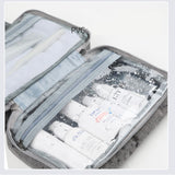 Geanta cosmetice voiaj, Vivimall, material textil, impermeabil, Gri, 12.5 x 9 x 22 cm - vivimall.ro