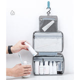 Geanta cosmetice voiaj, Vivimall, material textil, impermeabil, Gri, 12.5 x 9 x 22 cm - vivimall.ro