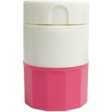 Cutie Pastile Multifunctionala, Vivimall, 4 in 1, Pahar Apa, Taiere, Sfaramare, Depozitare, Compact, ABS cu Lama din Inox, Alb/Roz, 8.7x6.2x4.1 cm - vivimall.ro